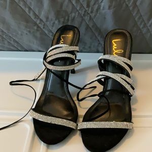 Rhinestone lace up heels